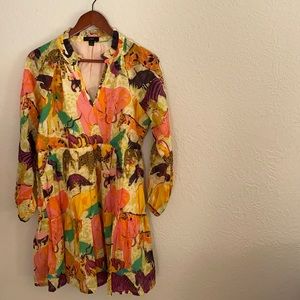 J Crew Tiered popover dress Ratti safari print S